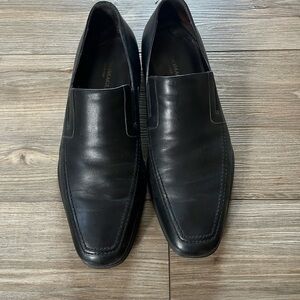 Bruno Magli Italian Men's Black Leather Slip-On Loafers
